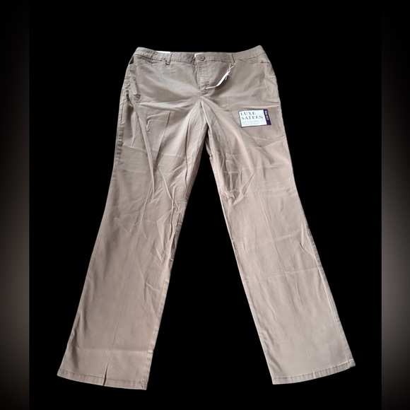 Gloria Vanderbilt Khaki Unlimited Luxe Sateen Pants Size 14 Average New - Picture 1 of 6